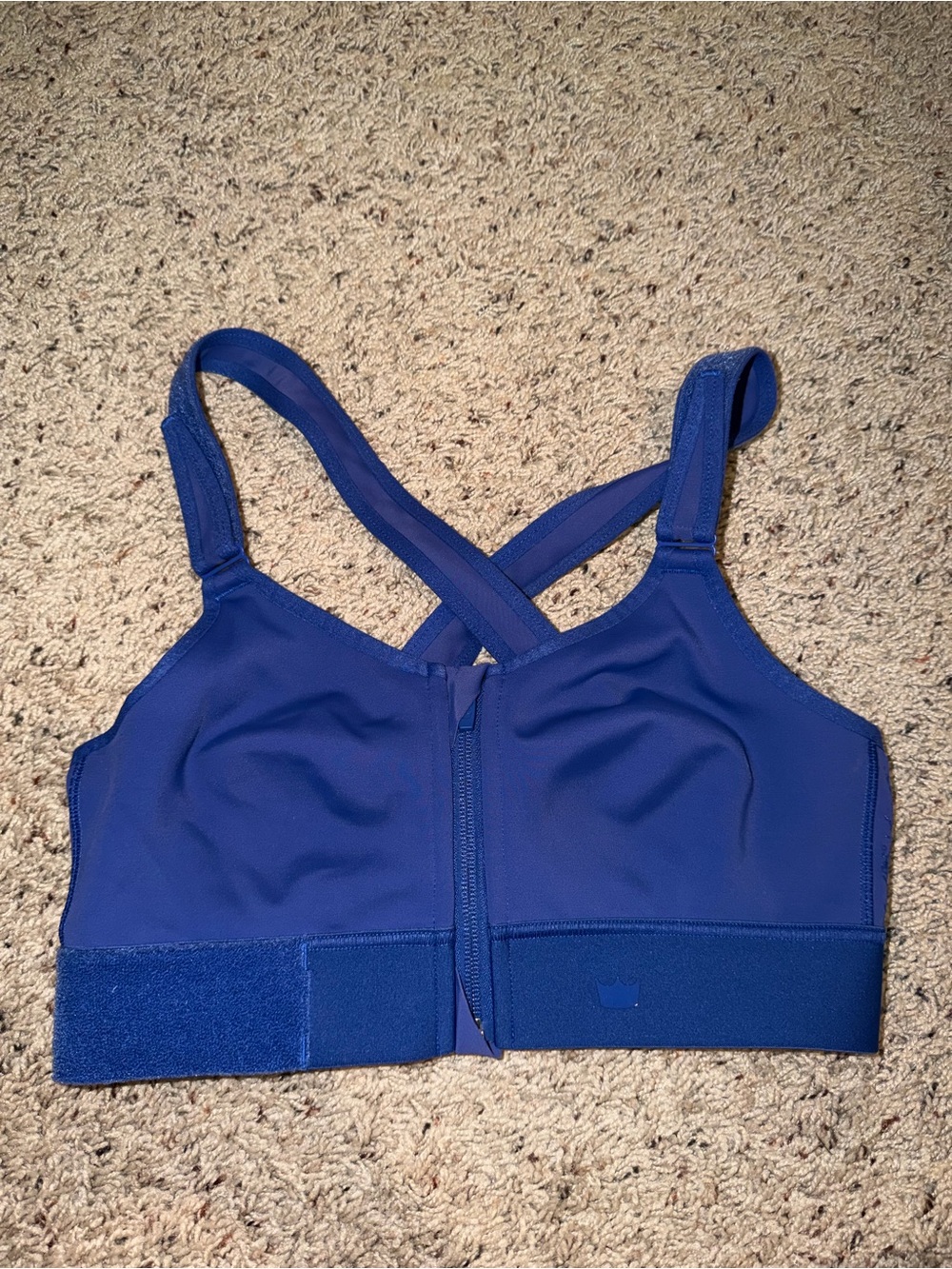 SHEFIT Blue Front-Zip Sports Bra Top with Adjustable Straps